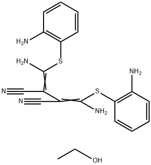 2,3-双[氨基[(2-氨基苯基)硫]亚甲基]丁二腈乙醇盐 结构式