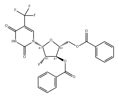 3',5'-Di-O-benzoyl-2'-deoxy-2'-fluoro-5-trifluoromethyl-arabinouridine 结构式