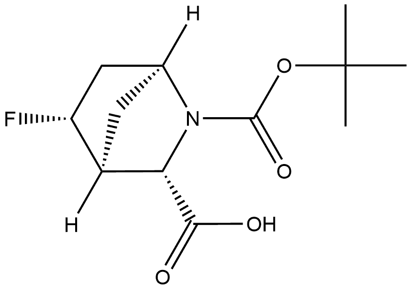 (1S,3S,4S,5R)-2-[(叔丁氧基)羰基]-5-氟-2-氮杂双环[2.2.1]庚烷-3-羧酸 结构式