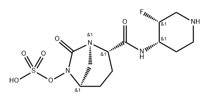 (2S,5R)-N-[(3R,4S)-3-FLUOROPIPERIDIN-4-YL]-7-OXO-6-(SULFOOXY)-1,6-DIAZABICYCLO[3.2.1]OCTANE-2-CARBOX 结构式