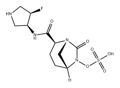 (2S,5R)-N-[(3S,4R)-4-FLUOROPYRROLIDIN-3-YL]-7-OXO-6-(SULFOOXY)-1,6-DIAZABICYCLO[3.2.1]OCTANE-2-CARBO 结构式