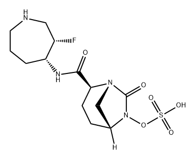 (2S,5R)-N-[(3S,4R)-3-FLUOROAZEPAN-4-YL]-7-OXO-6-(SULFOOXY)-1,6-DIAZABICYCLO[3.2.1]OCTANE-2-CARBOXAMI 结构式