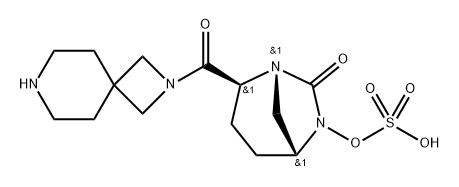 (1R,2S,5R)-2-(2,7-DIAZASPIRO[3.5]NON-2- YLCARBONYL)-7-OXO-1,6-DIAZABICYCLO[3.2.1]OCT-6- YL HYDROGEN 结构式