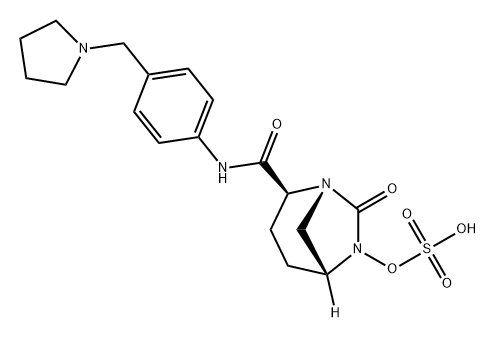 (2S,5R)-N-{4-[(PYRROLIDINYL)METHYL]PHENYL}-7-OXO-6-(SULFOOXY)-1,6-DIAZABICYCLO[3.2.1]OCTANE-2-CARBOX 结构式