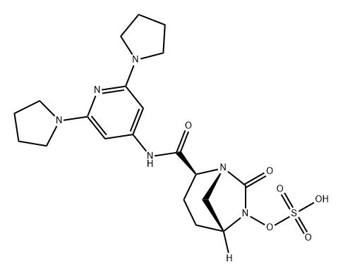 (2S,5R)-N-(2,6-DIPYRROLIDIN-1-YLPYRIDIN-4-YL)-7-OXO-6-(SULFOOXY)-1,6-DIAZABICYCLO[3.2.1]OCTANE-2-CAR 结构式