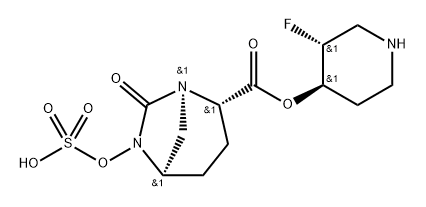 (3R,4R)-3-FLUOROPIPERIDIN-4-YL (2S,5R)-7-OXO-6-(SULFOOXY)-1,6-DIAZABICYCLO[3.2.1]OCTANE-2-CARBOXYLAT 结构式