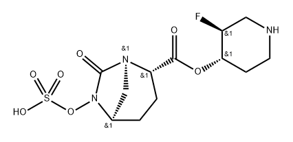 (3S,4S)-3-FLUOROPIPERIDIN-4-YL (2S,5R)-7-OXO-6-(SULFOOXY)-1,6-DIAZABICYCLO[3.2.1]OCTANE-2-CARBOXYLAT 结构式