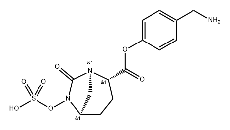 4-(aminomethyl)phenyl (2S,5R)-7-oxo-6-(sulfooxy)-1,6-diazabicyclo[3.2.1]octane-2-carboxylate 结构式