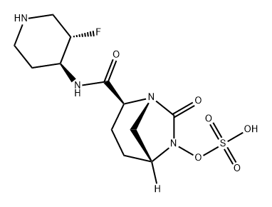 (2S,5R)-2-(((3S,4S)-3-FLUOROPIPERIDIN-4-YL)CARBAMOYL)-7-OXO-1,6-DIAZABICYCLO[3.2.1]OCTAN-6-YL HYDROG 结构式