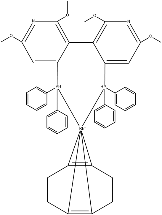 (S)-(-)-2,2',6,6'-四甲氧基-4,4'-双(二苯基膦基)-3,3'-联吡啶(1,5-环辛二烯)铑(I)四氟硼酸盐 结构式