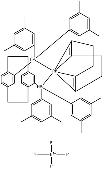 (S)-(+)-4,12-双(二-3,5-二甲苯基膦基)[2.2]对环芳烷(1,5-环辛二烯)铑(I)四氟硼酸盐 结构式