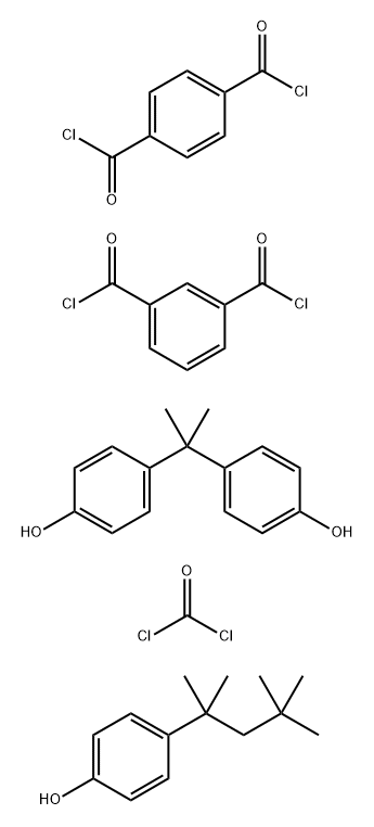 1,3-Benzenedicarbonyl dichloride, polymer with 1,4-benzenedicarbonyl dichloride, carbonic dichloride and 4,4-(1-methylethylidene)bisphenol, 4-(1,1,3,3-tetramethylbutyl)phenyl ester 结构式