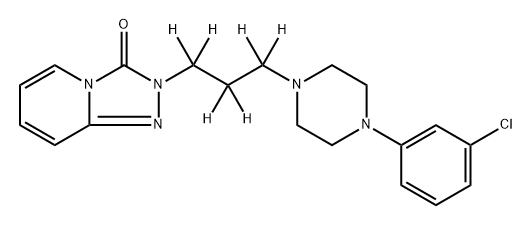 1,2,4-Triazolo[4,3-a]pyridin-3(2H)-one, 2-[3-[4-(3-chlorophenyl)-1-piperazinyl]propyl-1,1,2,2,3,3-d6]- 结构式