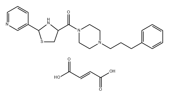 1-(3-苯基丙基)-4-(2-(3-吡啶基)噻唑烷-4-基-羰基)哌嗪富马酸盐 结构式