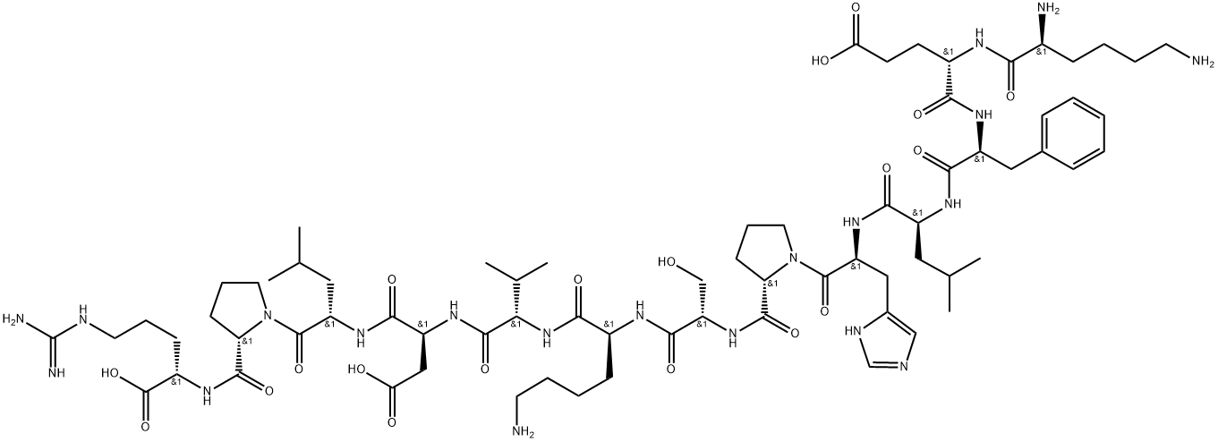 L-Arginine, L-lysyl-L-α-glutamyl-L-phenylalanyl-L-leucyl-L-histidyl-L-prolyl-L-seryl-L-lysyl-L-valyl-L-α-aspartyl-L-leucyl-L-prolyl- 结构式