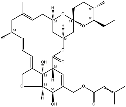 Milbemycin B, 5-O-demethyl-28-deoxy-6,28-epoxy-25-ethyl-26-[(3-methyl-1-oxo-2-buten-1-yl)oxy]-, (6R,25R)- 结构式