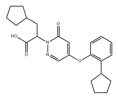 1(6H)-Pyridazineacetic acid, α-(cyclopentylmethyl)-4-(2-cyclopentylphenoxy)-6-oxo- 结构式