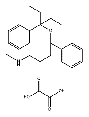 3-(3,3-Diethyl-1-phenyl-1,3-dihydro-2-benzofuran-1-yl)-N-methyl-1-propanamine oxalate 结构式