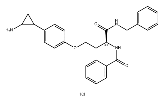 BenzaMide, N-[(1S)-3-[4-(2-aMinocyclopropyl)phenoxy]-1-[[(phenylMethyl)aMino]carbonyl]propyl]-, hydrochloride (1:1) 结构式