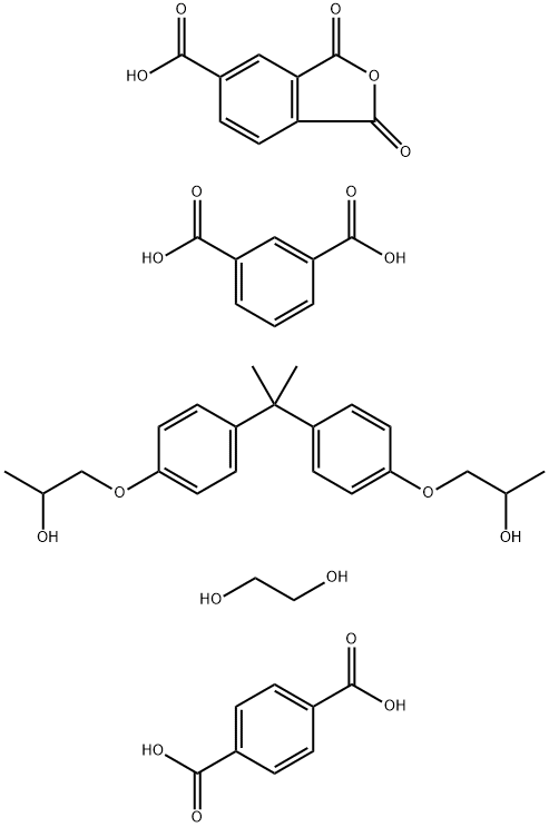 1,3-Benzenedicarboxylic acid polymer with 1,4-benzenedicarboxylic acid, 1,3- dihydro-1,3-dioxo-5-isobenzofurancarboxylic acid, 1,2-ethanediol and 1,1'-[(1-me thylethylidene) bis(4,1-phenyleneoxy)]bis[2-propanol] 结构式