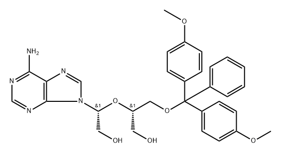 9H-Purine-9-ethanol, 6-amino-β-[2-[bis(4-methoxyphenyl)phenylmethoxy]-1-(hydroxymethyl)ethoxy]-, [S-(R*,S*)]- (9CI) 结构式