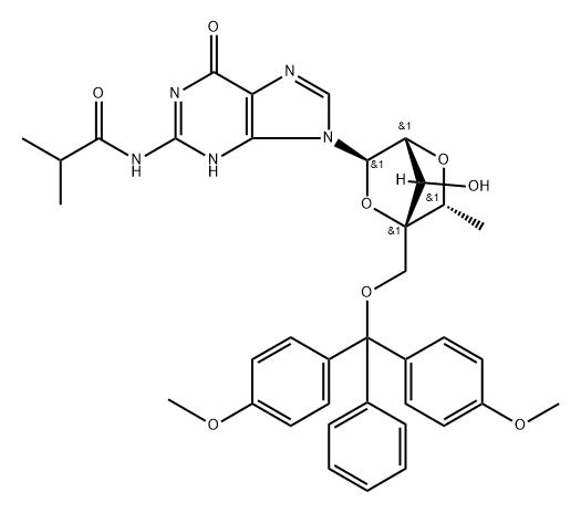 5'-O-DMTr-cEt-BNA-N2-iBU-Guanosine 结构式