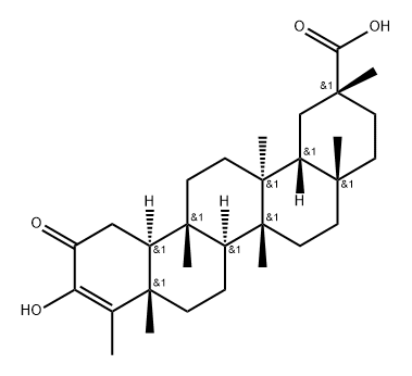 24,25,26-Trinorolean-3-en-29-oic acid, 3-hydroxy-5,9,13-trimethyl-2-oxo-, (5β,8α,9β,10α,13α,14β,20α)- 结构式