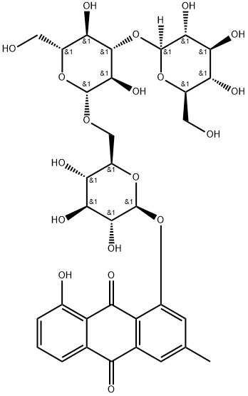 大黄酚-1-O-Β-三葡萄糖苷 结构式