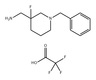 3-Piperidinemethanamine, 3-fluoro-1-(phenylmethyl)-, 2,2,2-trifluoroacetate (1:1) 结构式