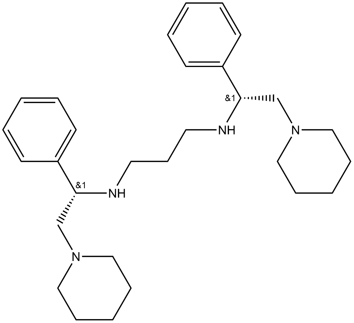 1,3-Propanediamine, N1,N3-bis[1-phenyl-2-(1-piperidinyl)ethyl]-, stereoisomer 结构式