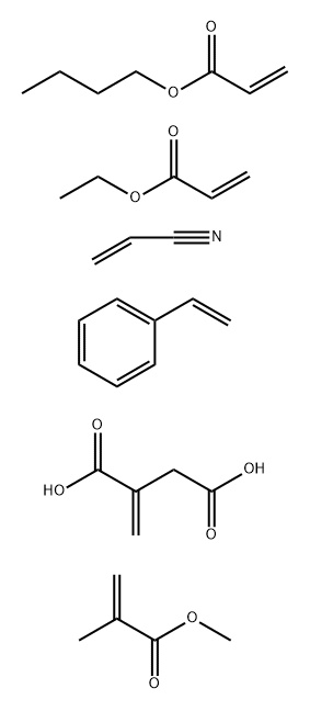 Butanedioic acid, methylene-, polymer with butyl 2-propenoate, ethenylbenzene, ethyl 2-propenoate, methyl 2-methyl-2-propenoate and 2-propenenitrile 结构式
