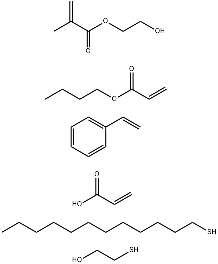2-Propenoic acid, 2-methyl-, 2-hydroxyethyl ester, telomer with butyl 2-propenoate, 1-dodecanethiol, ethenylbenzene, 2-mercaptoethanol and 2-propenoic acid 结构式