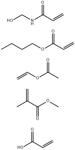 2-Propenoic acid, 2-methyl-, methyl ester, polymer with butyl 2-propenoate, ethenyl acetate, N-(hydroxymethyl)-2-propenamide and 2-propenoic acid 结构式