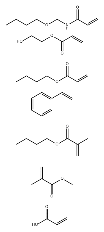 2-Propenoic acid, 2-methyl-, butyl ester, polymer with N-(butoxymethyl)-2-propenamide, butyl 2-propenoate, ethenylbenzene, 2-hydroxyethyl 2-propenoate, methyl 2-methyl-2-propenoate and 2-propenoic acid 结构式