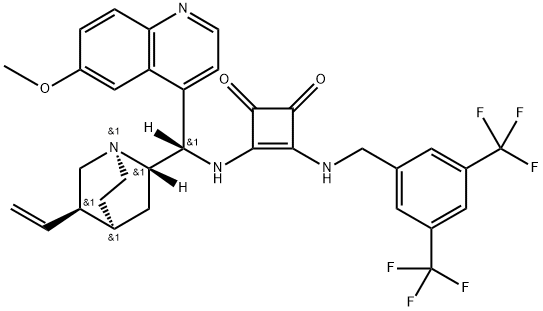 [3-[[[3,5-双(三氟甲基)苯基]甲基]氨基]-4-[[(8Α,9S)-6'-甲氧基奎宁-9-基]氨基]-3-环丁烯-1,2-二酮] 结构式
