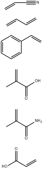 2-Propenoic acid, 2-methyl-, polymer with 1,3-butadiene, ethenylbenzene, 2-methyl-2-propenamide, 2-propenenitrile and 2-propenoic acid, ammonium salt 结构式