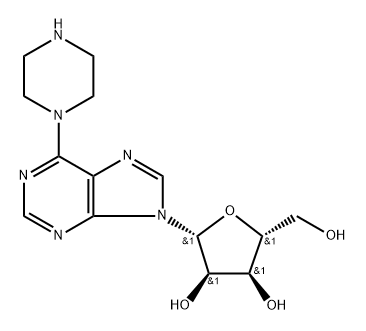 6-(1-Piperizinyl)-9-beta-D-ribofuranosyl)-9H-purine 
6-(1-Piperizinyl)purine riboside 结构式