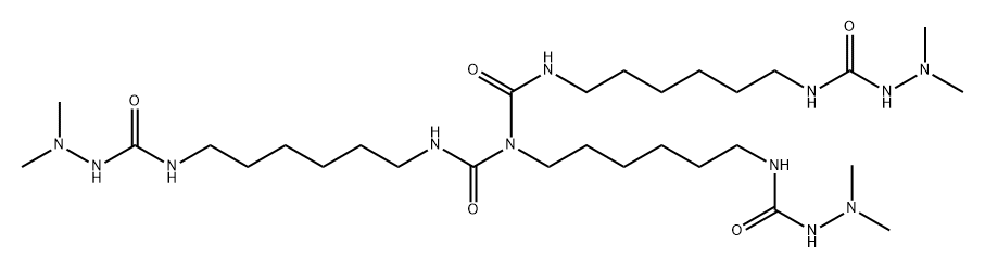 11-[6-[[(2,2-DIMETHYLHYDRAZINO)CARBONYL]AMINO]HEXYL]-10, 12-DIOXO-2,9,11,13,20-PENTAAZAHENEICOSANEDIOIC ACID, BIS(2,2-DIMETHYLHYDRAZIDE) 结构式