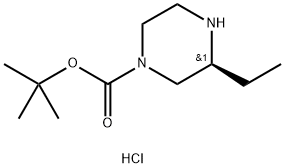 (S)-3-乙基哌嗪-1-羧酸叔丁酯盐酸盐 结构式
