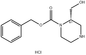 (S)-2-(羟甲基)哌嗪-1-羧酸苄酯盐酸盐 结构式