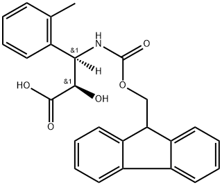 (2R,3R)-3-((((9H-芴-9-基)甲氧基)羰基)氨基)-2-羟基-3-(邻甲苯基)丙酸 结构式