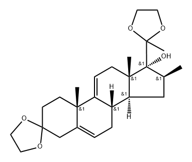 17Α-羟基-16Β-甲基孕甾-5,9(11)-二烯-3,20-二酮双(环1,2-乙二基缩酮) 结构式