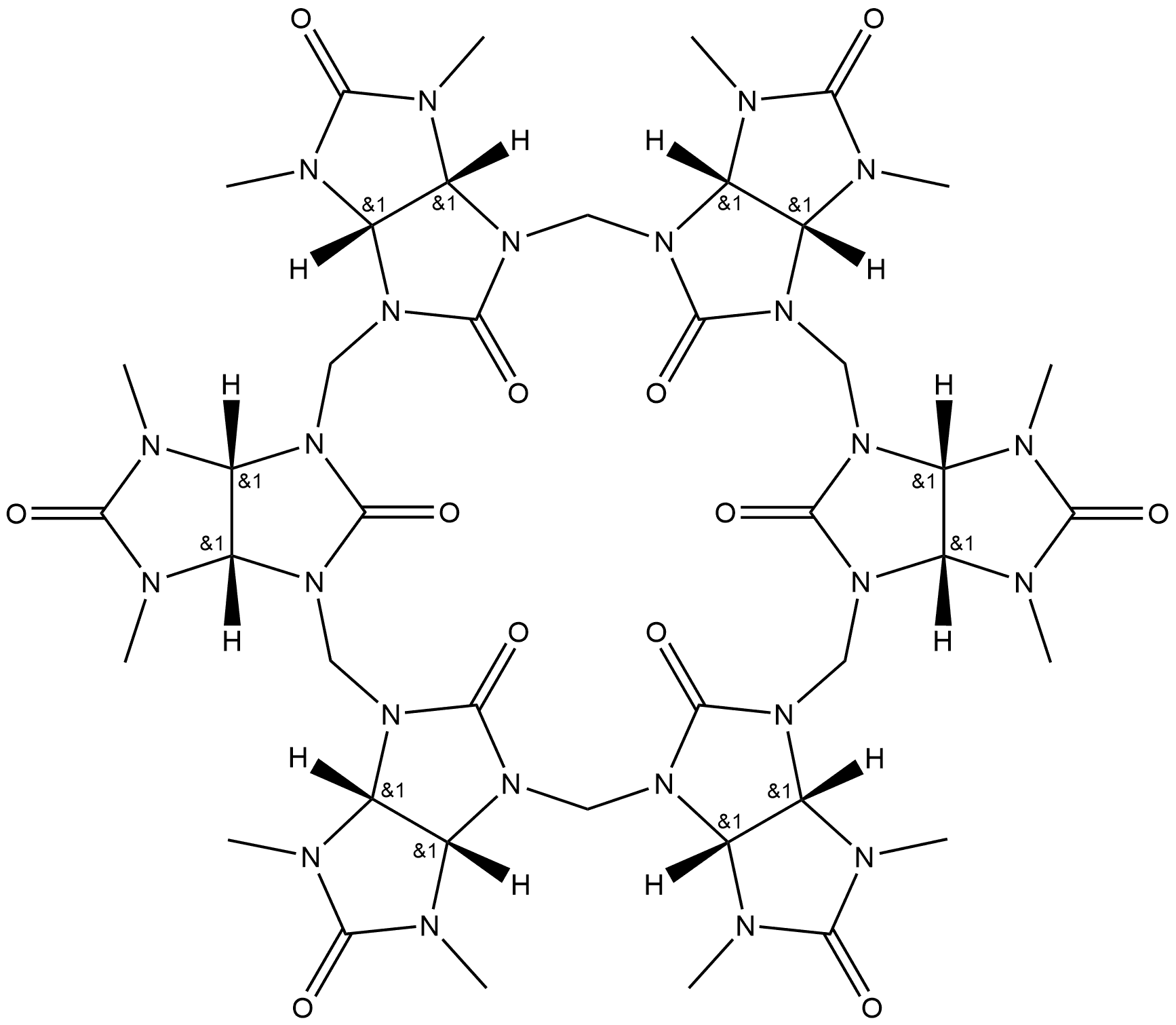 Dodecamethylbambus[6]uril hydrate, BU[6] 结构式