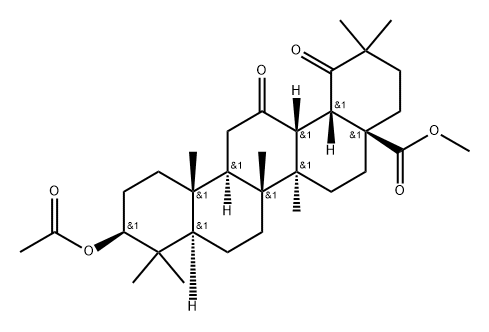 18β-Oleanan-38-oic acid, 3β-hydroxy-12,19-dioxo-, methyl ester, acetate (6CI) 结构式