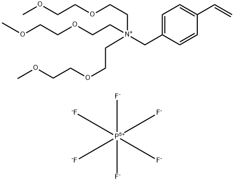 4-乙烯基苯甲胺-N,N,N-三[2-(2-甲氧基乙氧基)乙基]-六氟磷酸盐(1:1) 结构式