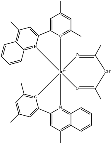 双[2-(3,5-二甲基苯基)-4-甲基喹啉](乙酰丙酮)铱(III) 结构式