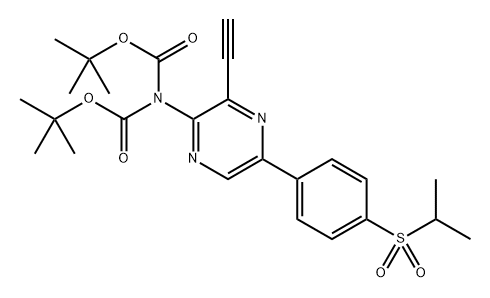 Imidodicarbonic acid, 2-[3-ethynyl-5-[4-[(1-methylethyl)sulfonyl]phenyl]-2-pyrazinyl]-, 1,3-bis(1,1-dimethylethyl) ester 结构式