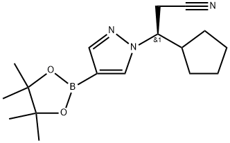 (S)-3-环戊基-3-(4-(4,4,5,5-四甲基-1,3,2-二氧苯甲醛-2-基)-1H-吡唑-1-基)丙基 结构式