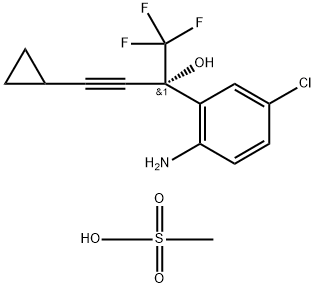 Benzenemethanol, 2-amino-5-chloro-α-(2-cyclopropylethynyl)-α-(trifluoromethyl)-, (αS)-, methanesulfonate (1:1) 结构式