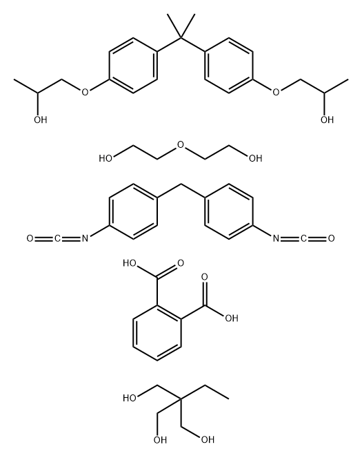 1,2-Benzenedicarboxylic acid, polymer with 2-ethyl-2-(hydroxymethyl)-1,3-propanediol, 1,1'-methylenebis[4-isocyanatobenzene], 1,1'-[(1-methylethylidene) bis(4,1-phenyleneoxy)]bis[2-propanol] and 2,2'-oxybis[ethanol] 结构式